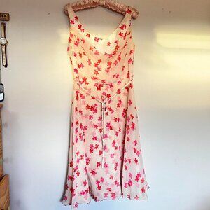 Escada Cream Floral Strapless Dress. Size 40
